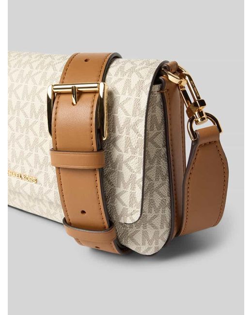 MICHAEL Michael Kors Natural Shoulder Bag mit Allover-Logo-Print Modell 'Nessa'