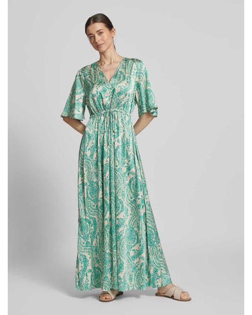 B.Young Green Maxikleid mit V-Ausschnitt Modell 'Farinela'