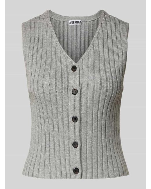 Weekday Gray Weste in Strick-Optik