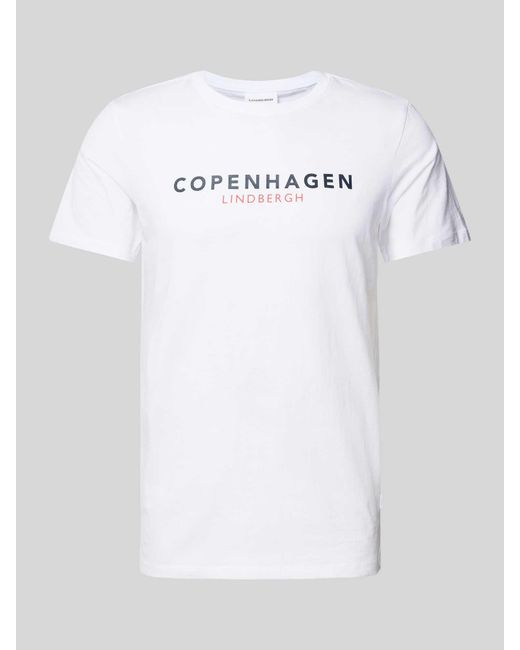 Lindbergh T-shirt Met Labelprint in het White voor heren
