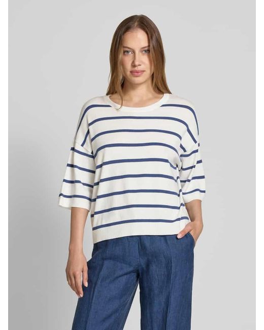 MSCH Copenhagen Gray Strickshirt mit überschnittenen Schultern und Rundhalsausschnitt