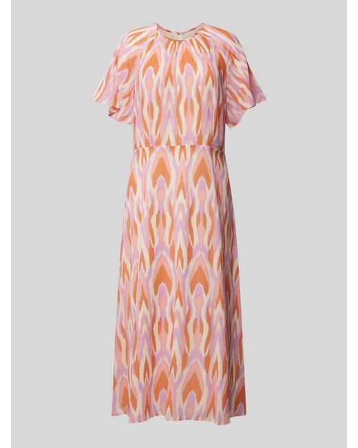 Comma, Midi-jurk Met All-over Motief in het Pink