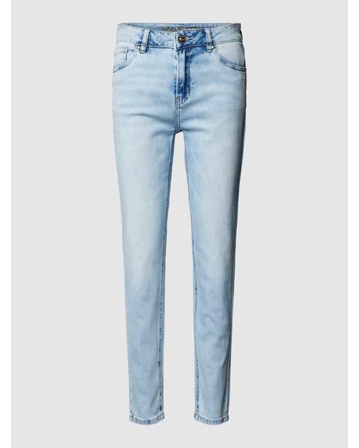 Blue Monkey Blue Slim Fit Jeans mit verkürztem Schnitt Modell 'HANNAH'