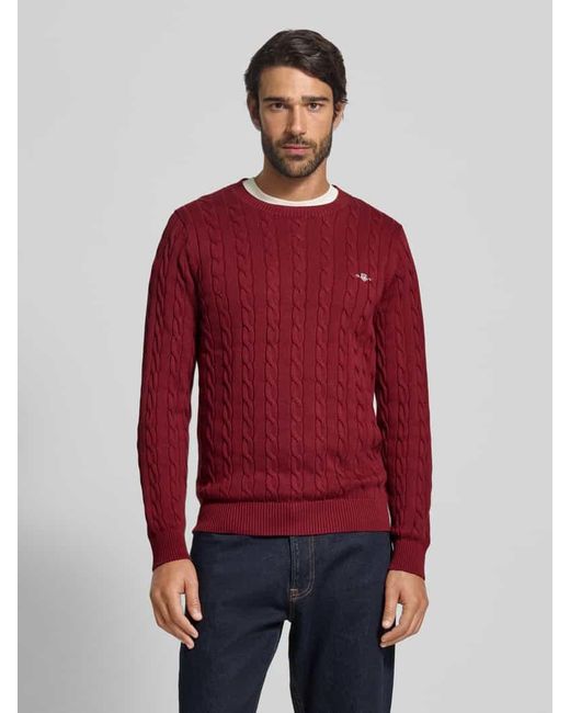 Gant Strickpullover mit gerippten Abschlüssen in Red für Herren