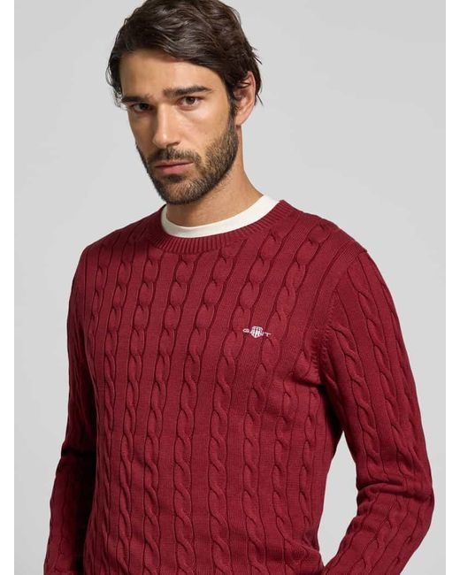 Gant Strickpullover mit gerippten Abschlüssen in Red für Herren