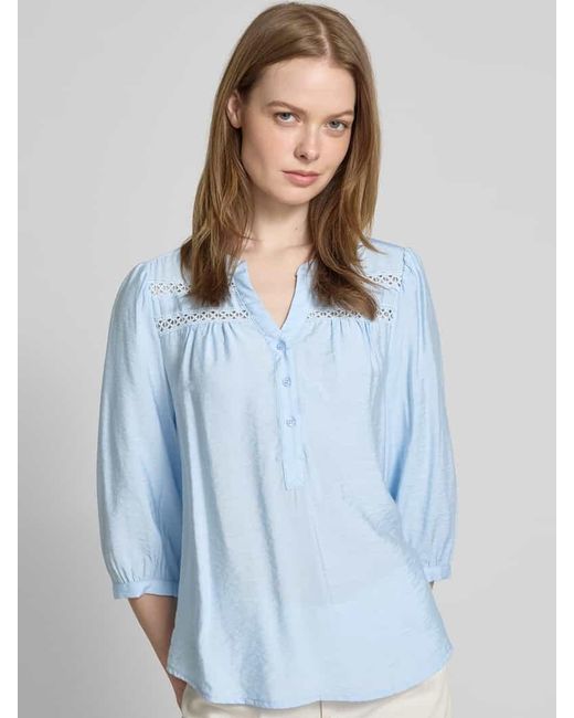 Freequent Blue Regular Fit Bluse mit 3/4-Arm Modell 'Driva'