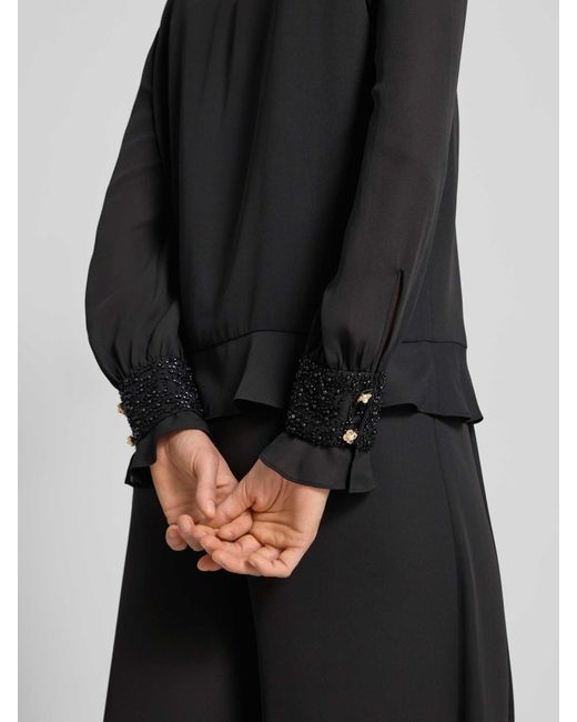 Marc Cain Regular Fit Blouse Met Kralen En Ronde Hals in het Black