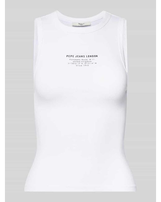 Pepe Jeans White Tanktop Mit Label-Print Modell 'Viv'