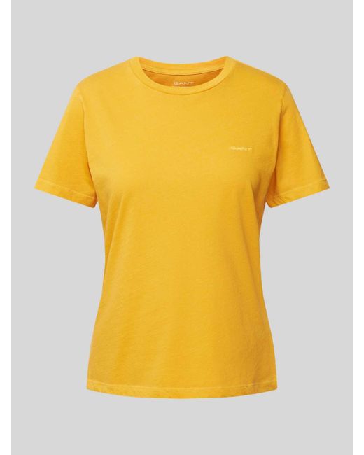 Gant T-shirt Met Labelstitching in het Yellow