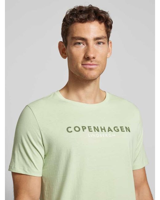 Lindbergh T-Shirt mit Label-Print Modell 'Copenhagen' in Green für Herren