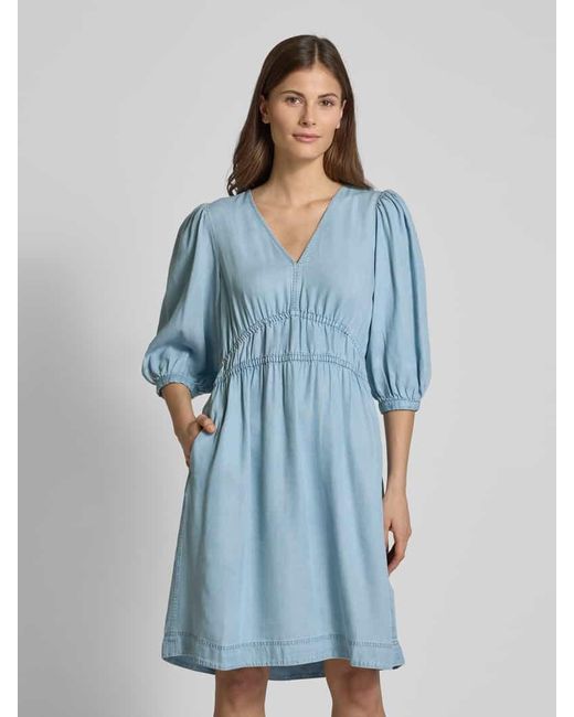 Boss Blue Knielanges Kleid mit V-Ausschnitt Modell 'Dezzan'