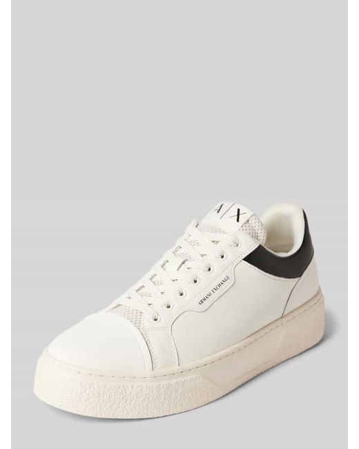 ARMANI EXCHANGE Ledersneaker mit Label-Print Modell 'Lion' in Natural für Herren