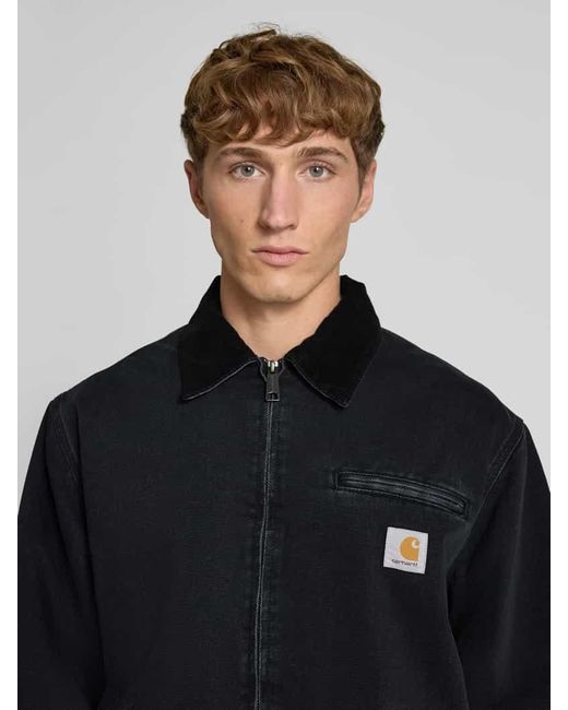 Carhartt Jeansjacke mit Umlegekragen und Reißverschluss Modell 'DETROIT' in Black für Herren