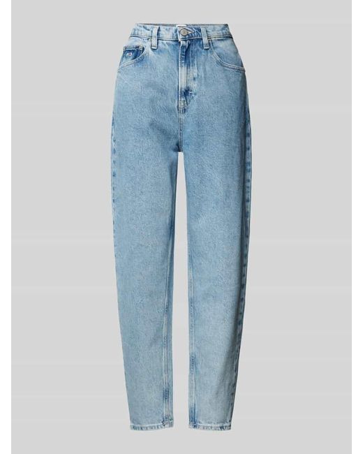 Tommy Hilfiger Blue Ultra High Tapered Mom Fit Jeans mit Label-Stitching