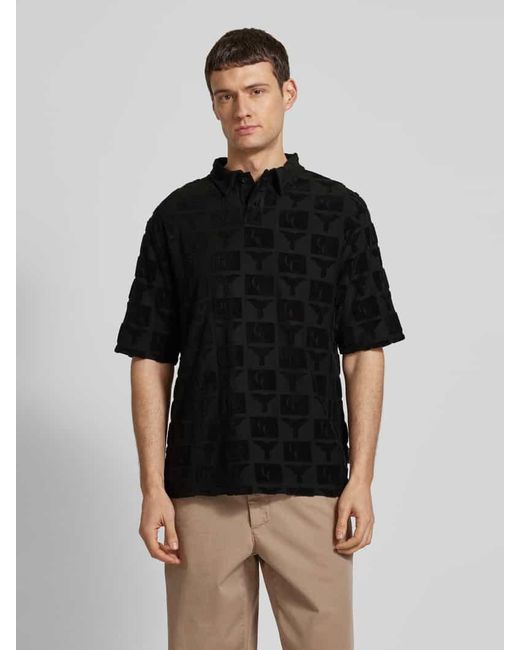 carlo colucci Regular Fit Poloshirt mit Knopfleiste Modell 'BEACHWEAR' in Black für Herren