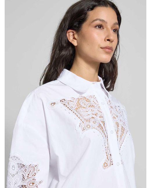 Essentiel Antwerp Oversized Overhemdblouse Met Kant in het White