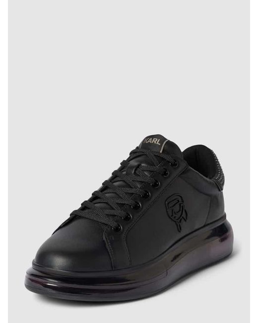 Karl Lagerfeld Ledersneaker mit Logo-Applikation in Black für Herren