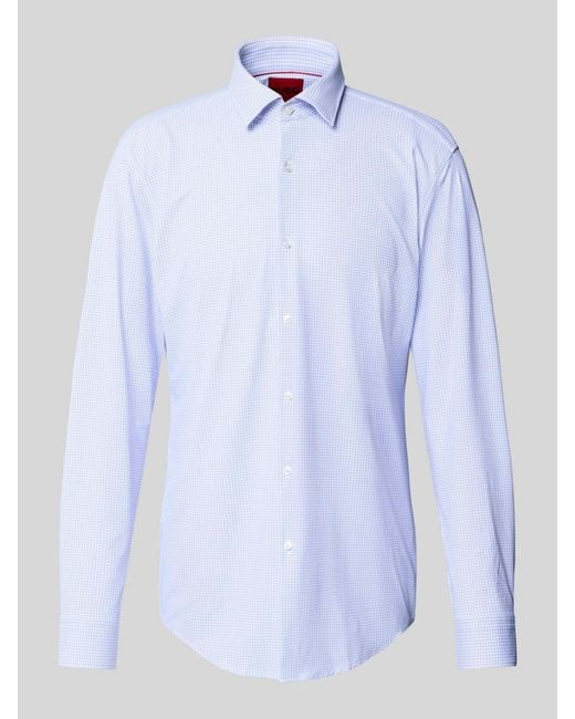 HUGO Slim Fit Zakelijk Overhemd Met Knoopsluiting, Model 'Kenno' in het Blue voor heren