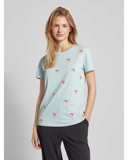 Jake*s Blue T-Shirt mit Allover-Muster