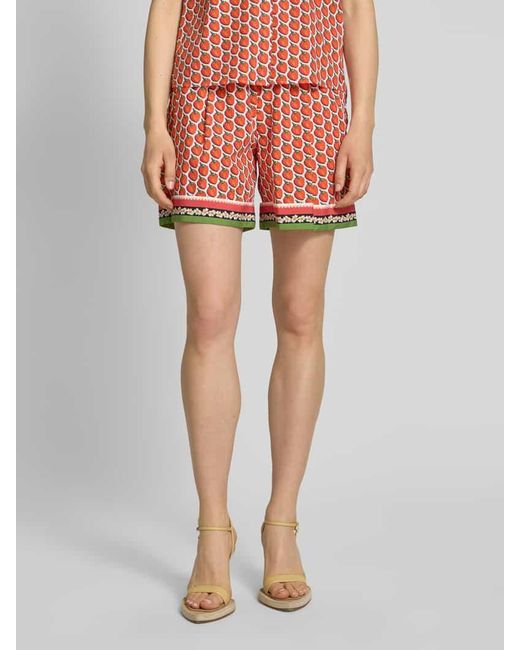Marc Cain Red Relaxed Fit Bermudas Mit Bundfalten