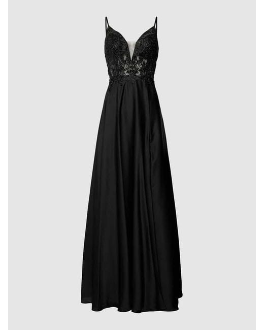 Luxuar Black Abendkleid mit Ziersteinbesatz