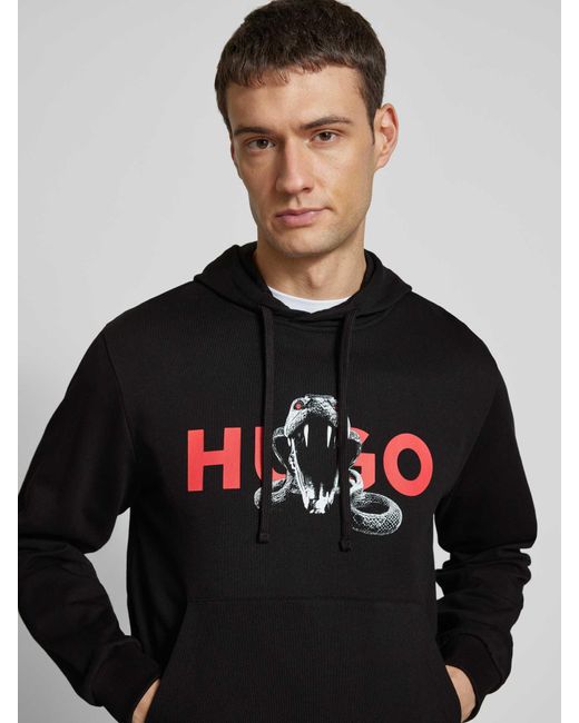 HUGO Hoodie Met Capuchon, Model 'Dueleyo' in het Black voor heren