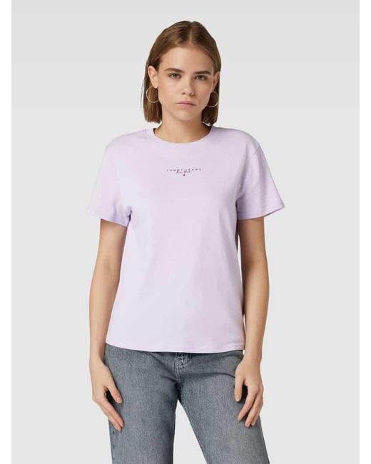Tommy Hilfiger Purple T-Shirt mit Label-Print