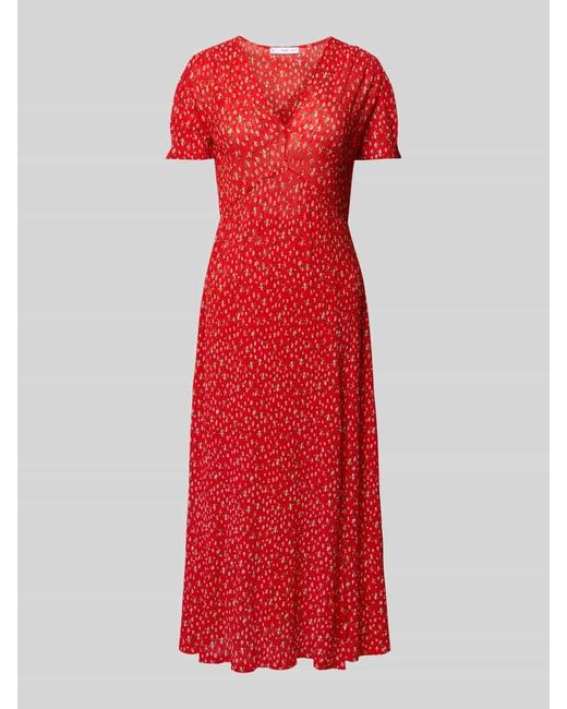 Mango Red Midikleid mit V-Ausschnitt Modell 'POMI'