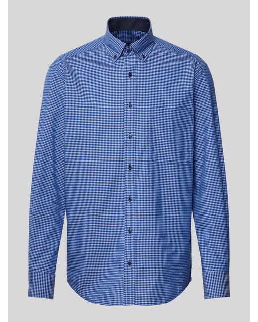 Eterna Comfort Fit Zakelijk Overhemd Met Vichy-ruit in het Blue voor heren