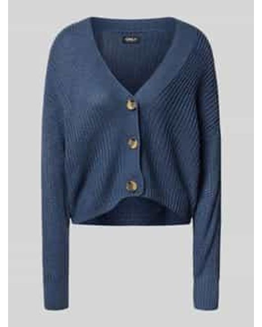 ONLY Regular Fit Gebreid Jack Met Extra Brede Schouders, Model 'Carol' in het Blue