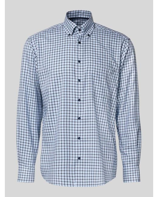 Eterna Comfort Fit Zakelijk Overhemd Met Button-Downkraag in het Blue voor heren