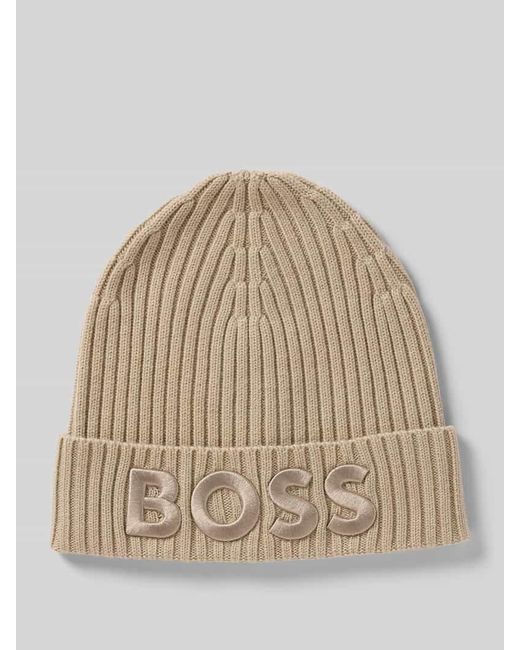 Boss Natural Beanie aus reiner Schurwolle Modell 'LARA_HAT'