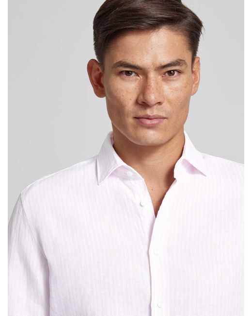 Seidensticker Slim Fit Business-Hemd aus Leinen mit Streifenmuster in White für Herren