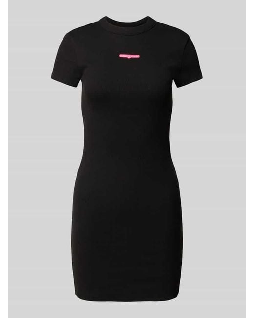 Tommy Hilfiger Black Schmales Minikleid aus Ripp