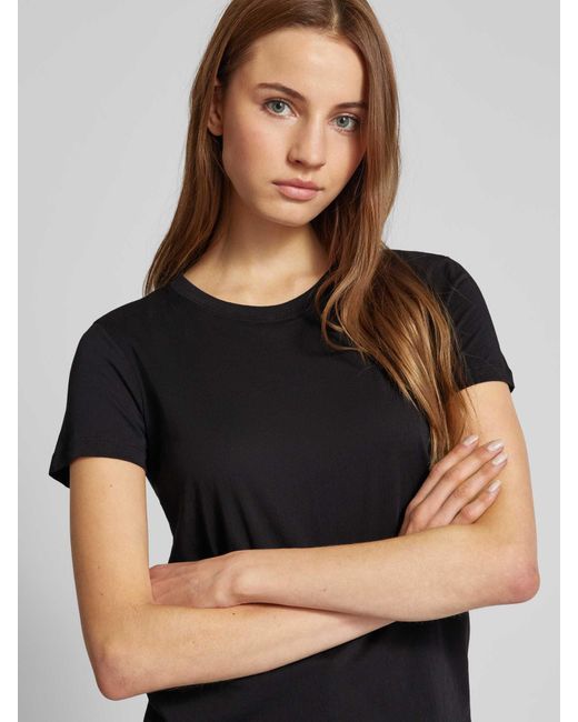 Stefanel Black T-Shirt im unifarbenen Design