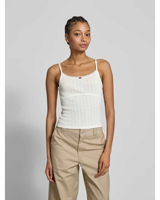 Tommy Hilfiger White Top in Strick-Optik Modell 'POINTELLE'