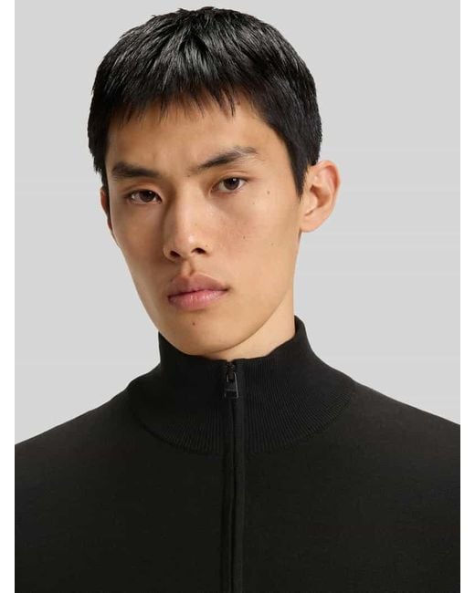 HUGO Regular Fit Troyer aus reiner Baumwolle Modell 'SAN QUINTUS' in Black für Herren