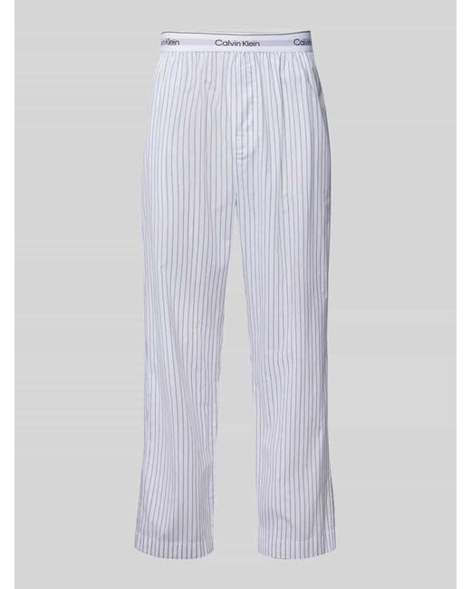 Calvin Klein Pyjama-Hose mit elastischem Logo-Bund Modell 'SLEEP' in White für Herren