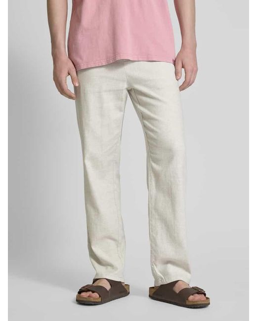 Only & Sons Loose Fit Leinenhose mit Strukturmuster Modell 'SINUS' in White für Herren