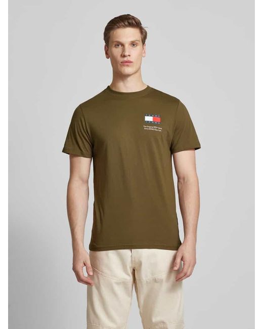 Tommy Hilfiger Slim Fit T-Shirt mit Label-Print in Green für Herren