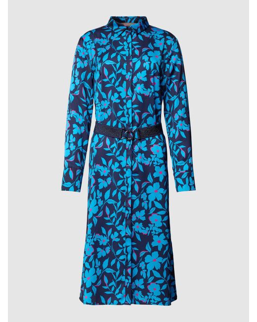 christian berg Midi-jurk Met All-over Bloemenprint in het Blue