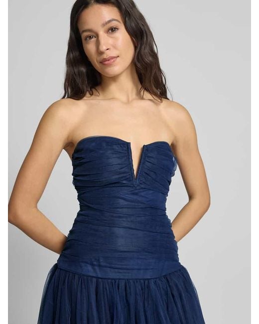LACE & BEADS Blue Knielanges Cocktailkleid mit V-Ausschnitt