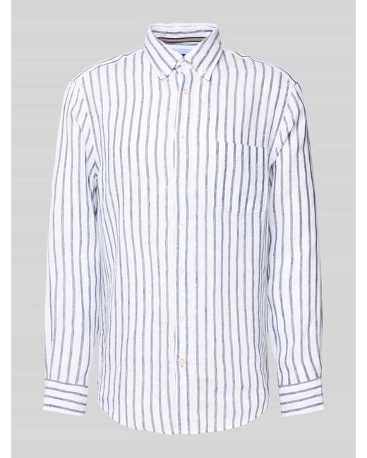 Christian Berg Men Regular Fit Leinenhemd mit Button-Down-Kragen in White für Herren