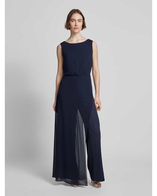 Vera Mont Blue Abendkleid mit U-Boot-Ausschnitt