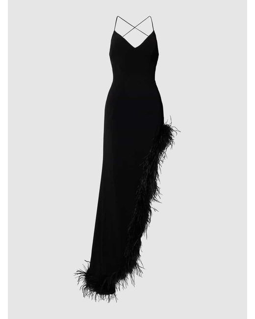 Luxuar Black Abendkleid mit Federbesatz