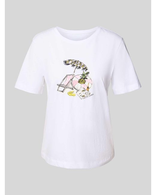 Marc Cain T-Shirt Met Motiefprint in het White