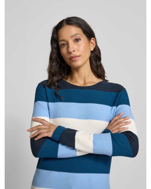 Tom Tailor Blue Regular Fit Strickpullover aus Baumwoll-Viskose-Mix