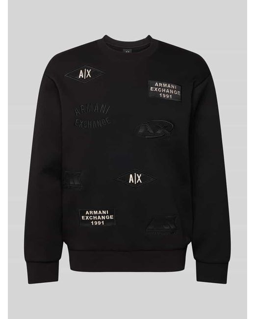 ARMANI EXCHANGE Sweatshirt mit Label-Patches in Black für Herren
