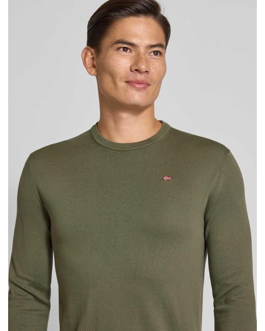 Napapijri Regular Fit Shirt Met Lange Mouwen En Logostitching, Model 'Droz' in het Green voor heren