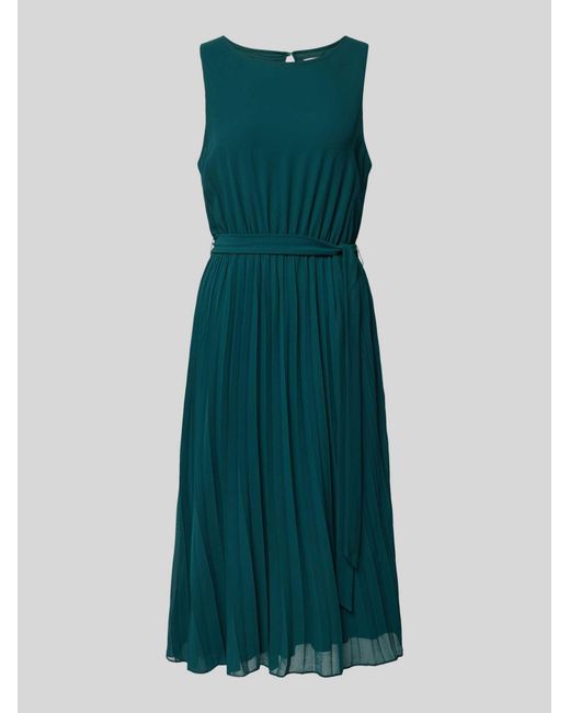 Apricot Midi-Jurk Met Plissévouwen En Strikceintuur in het Green